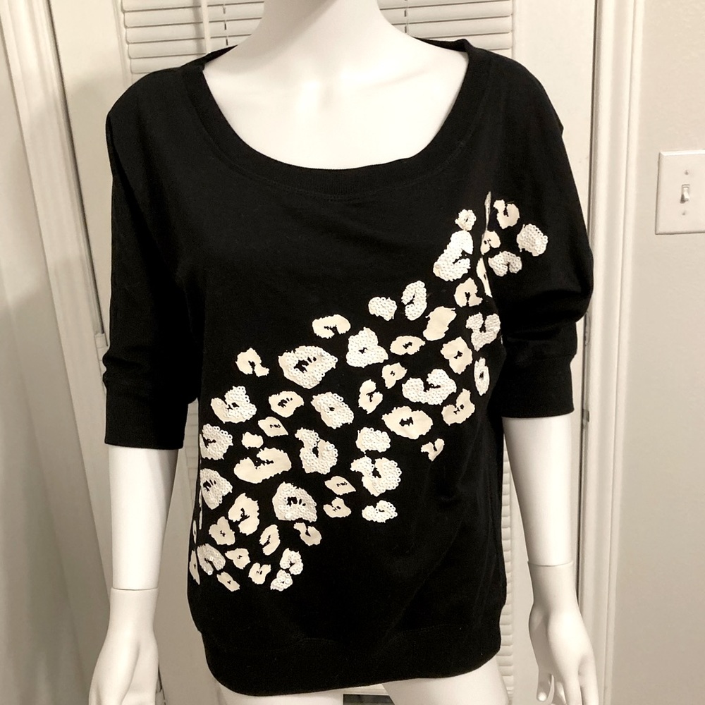Miss Chievous Black Sweater with Exotic Animal Print SZ M